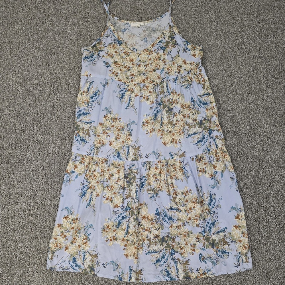 Final Touch‎ Floral Tiered Mini Dress Blue Cottagecore Boho M USA